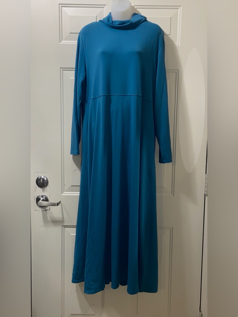TRAVEL SMITH Teal Full-Length Cowl Neck Maxi Dress Size XL
